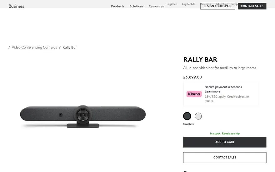 Logitech Rally Bar — all-in-one video bar — supplier page